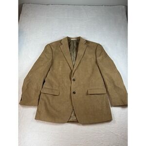 CHAPS Men's Tan Corduroy Blazer, Paisley Lining, Single Breasted, Size 44R